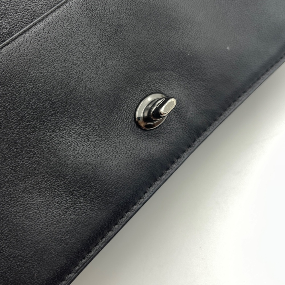 Coach foldover chain Clutch leather colorblock quilting rivets crossbody bag - Picture 12 of 15